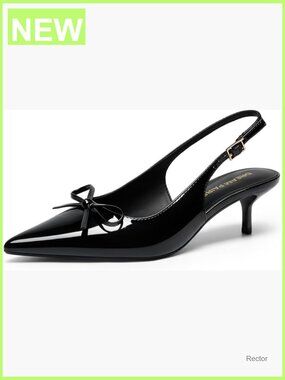Slingback Kitten Heels Pointed Toe Low Bow Dress Shoes Comfortable Wedding Pumps